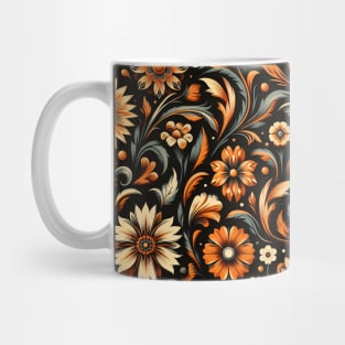 Orange Floral motif Mug